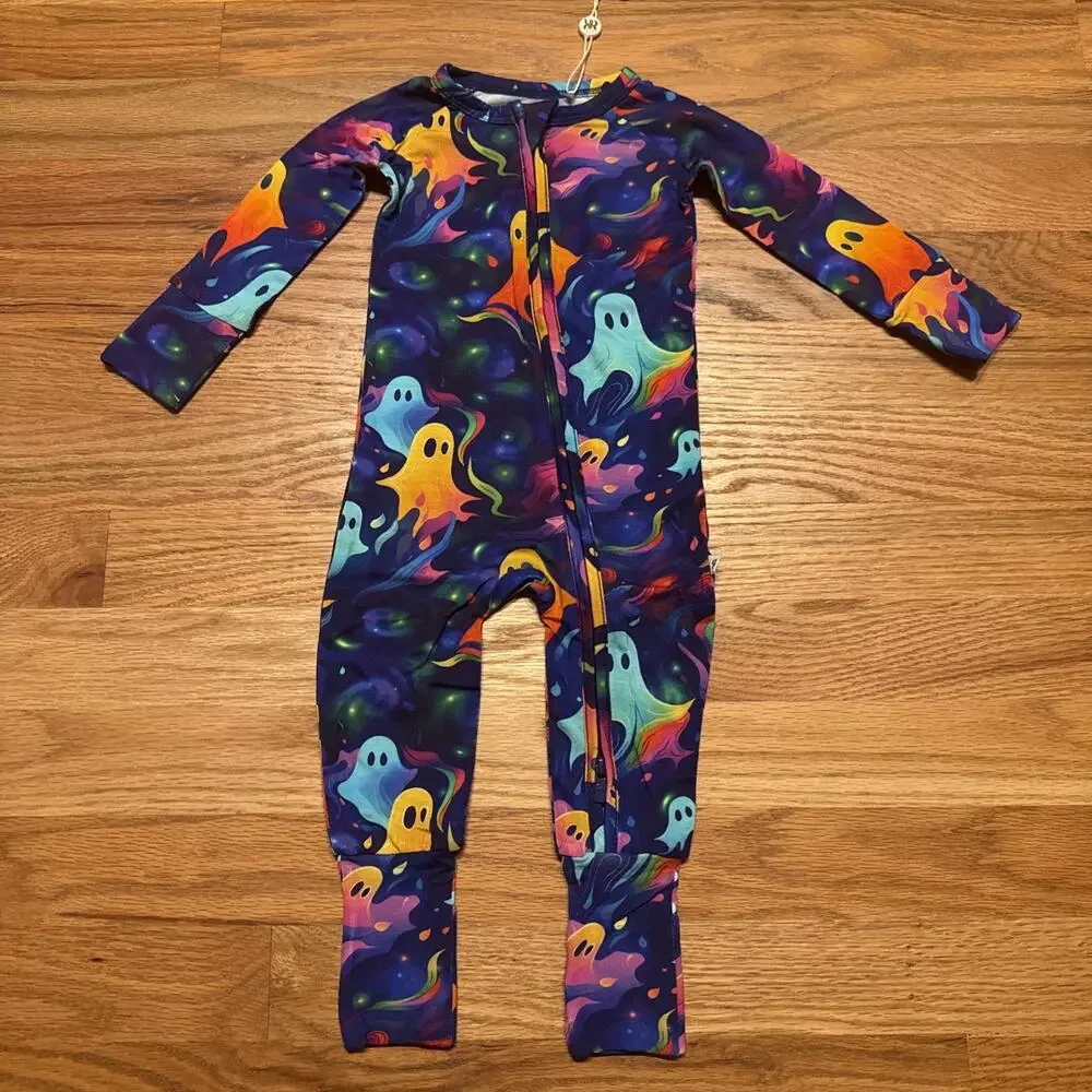 Bums & Roses 3-6 Month Convertible Romper Drop It Like It's Haunt Ghosts NWT